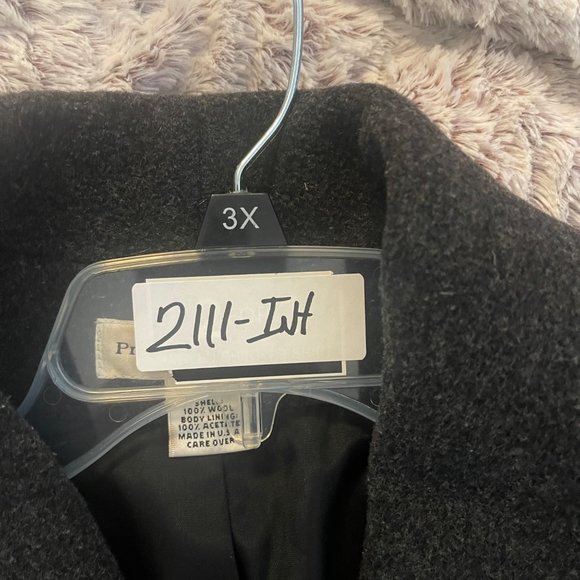 Preston & York Womens Double-Breasted Charcoal Wool Coat Size 14 - Picture 15 of 15